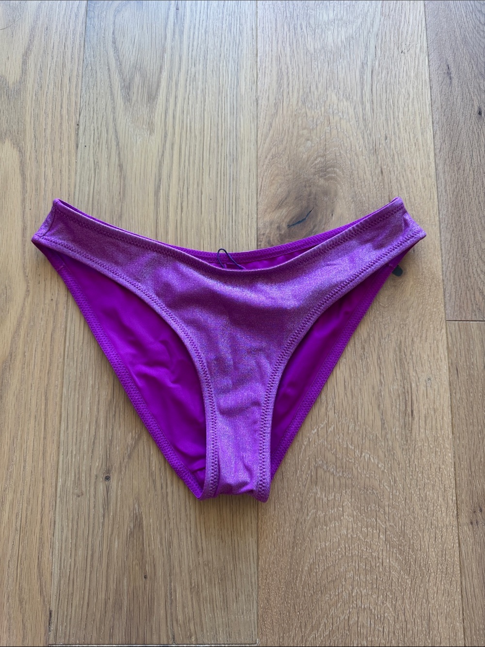 NWT YITTY by Lizzo Shimmer Bikini Bottom Metallic Purple Fuchsia Size S